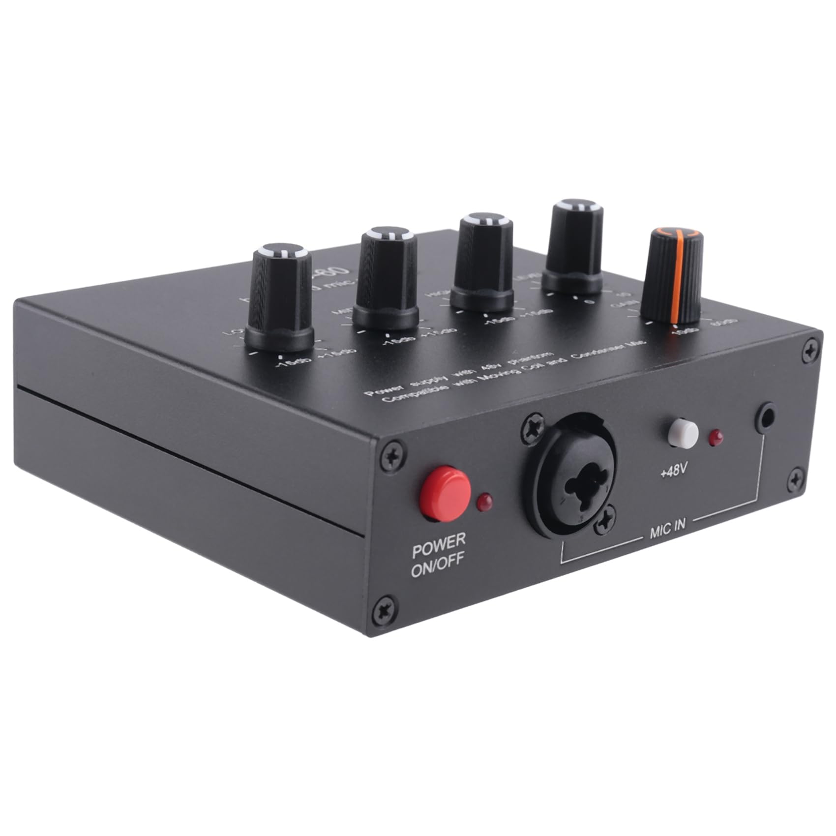 MIC-60 3-Band-Equalizer, Symmetrischer Mikrofonvorverstärker, Mikrofonvorverstärker mit Gleichstromkabel und Langlebigem 3,5-Mm-Kabel