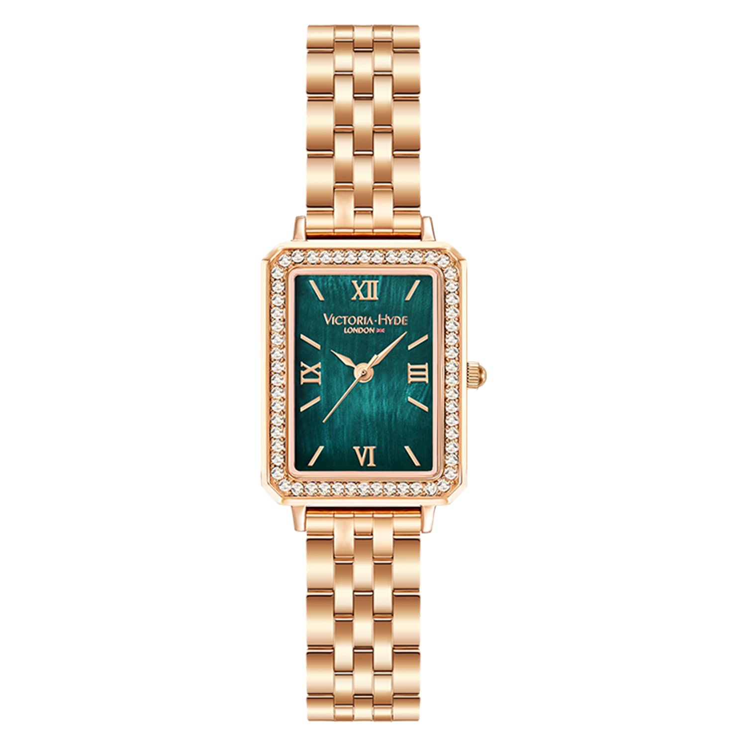 VICTORIA HYDE Orologio rettangolare da donna verde quadrante analogico al quarzo con cinturino in acciaio inox