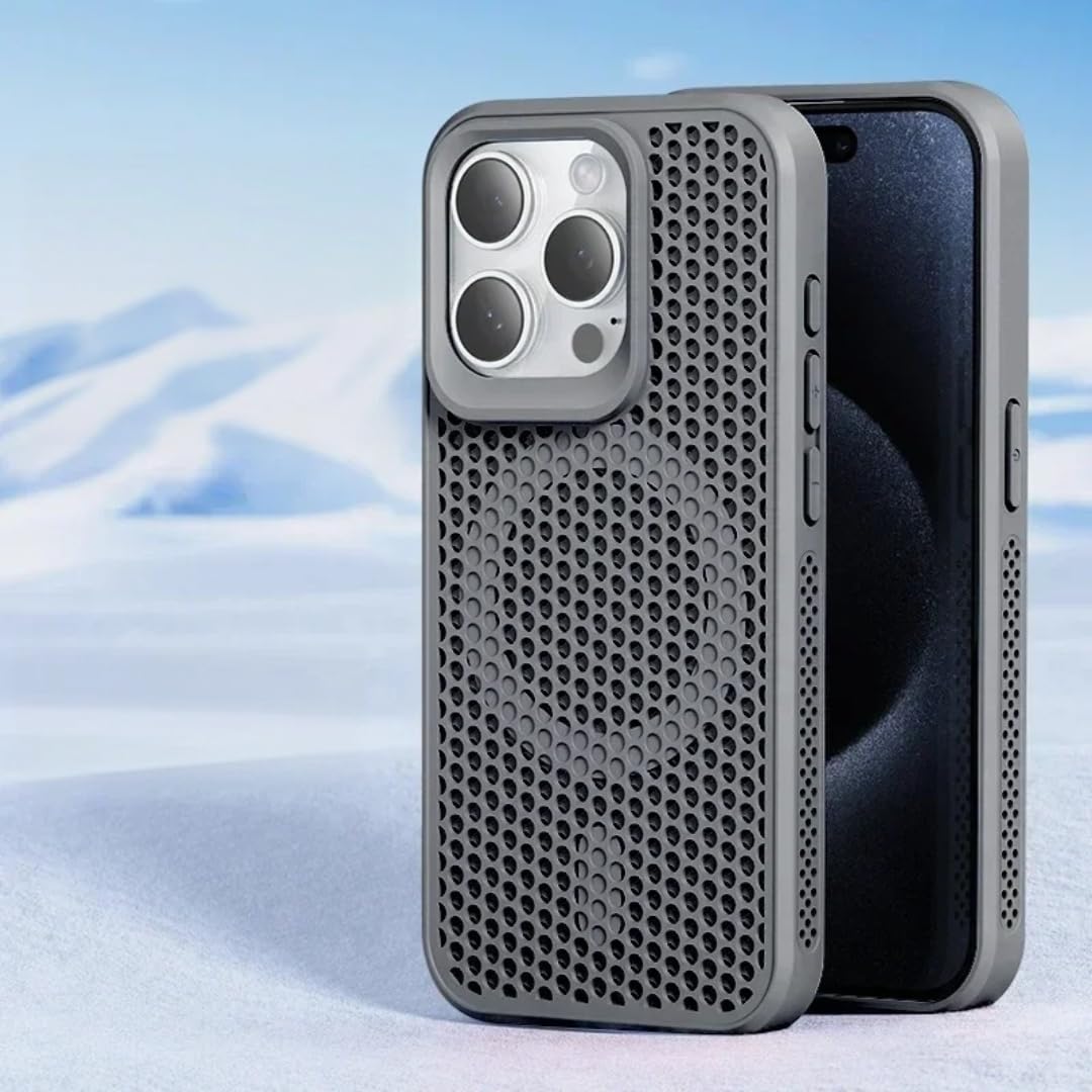 Chłodząca obudowa rozpraszająca ciepło do telefonu iPhone 17 16 15 14 13 12 11 Pro Max Plus, oddychająca, twarda, magnetyczna obudowa (do iPhone'a 17 Pro/szara)