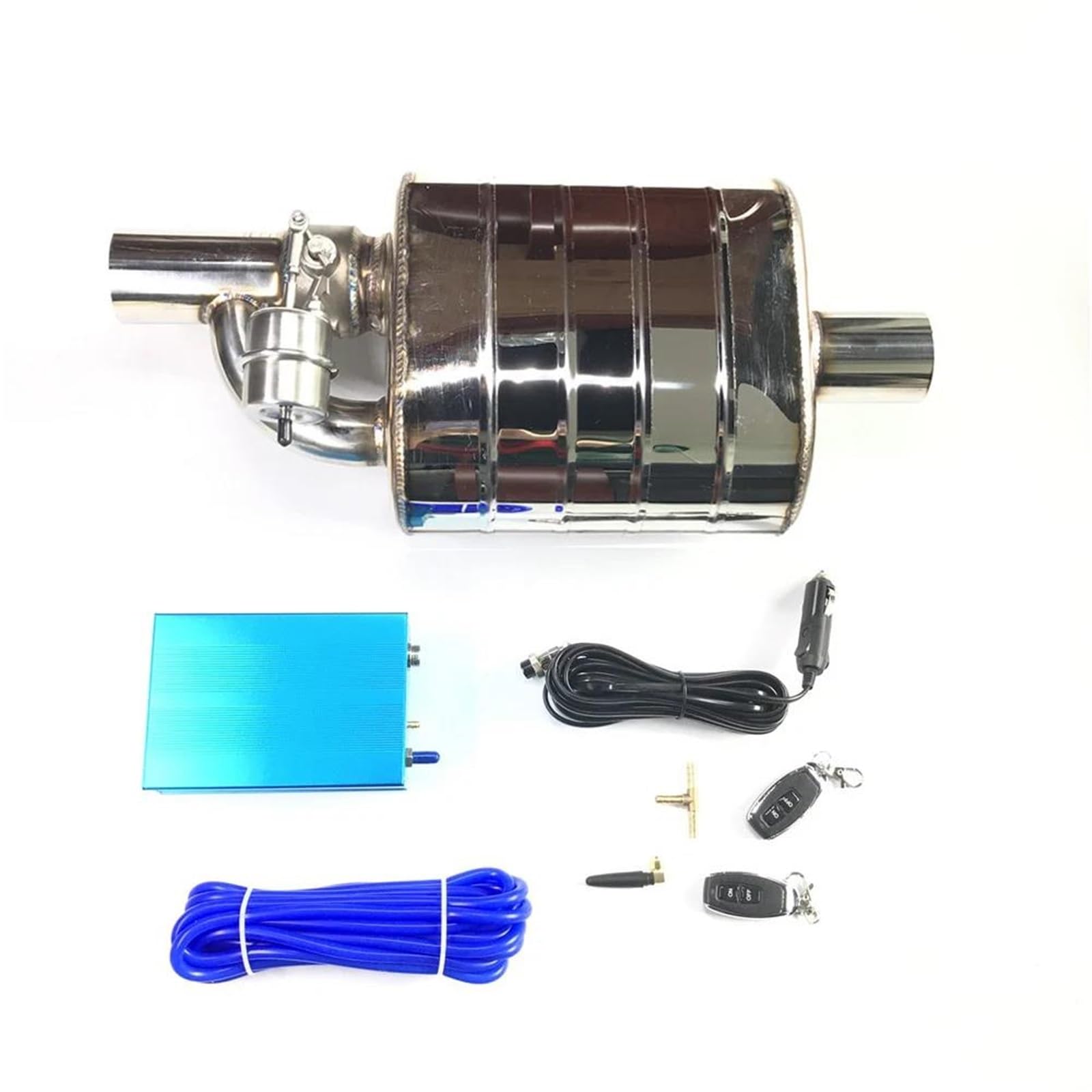 Terminales de Escape Tubo Escape con Válvula Bomba Vacío Silenciadores Variables Acero Inoxidable Universal 51Mm 63Mm Silenciador con Control Remoto Relieve Escape de Coche(76MM+Vacuum Pump)