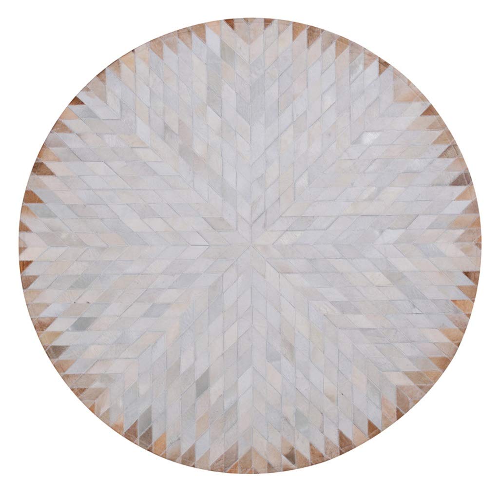 Tapis géométrique Wen pour sol froid et pièces bruyantes : mosaïque ronde épaisse durable 120cm