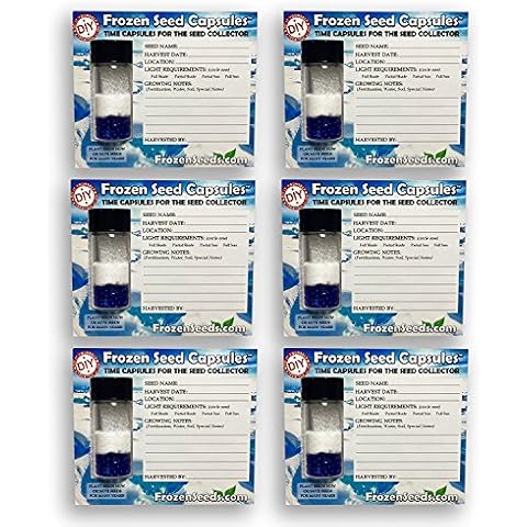 Frozen Seed Capsules 'Do-It-Yourself' DIY Medium Seed Storage Capsules '6 Pack' - Ideal for Small Seeds - The Very Best in Proper Long-Term Seed Storage Cover