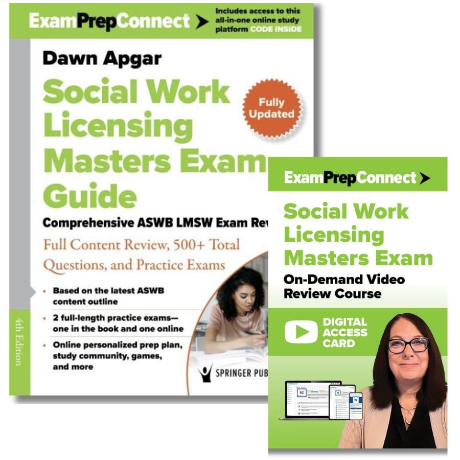 Social Work Licensing Masters Exam Guide and LMSW Exam Video On-Demand Review Course Set: Featuring 14 Hours of Instruction from Dr. Dawn Apgar