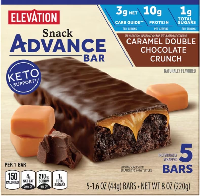 GenericELEVATION Caramel Double Chocolate Crunch Advance Snack Bars, 5 count