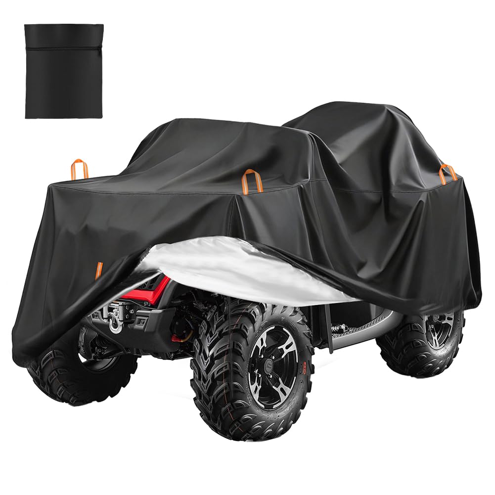 ATV Cover, Waterproof 4 Wheelers Quad Cover with Storage Bag Reflective Stripe 210D Oxford Fabric Anti Dust Bird Droppings UV-resistant 256x110x120CM — view 8