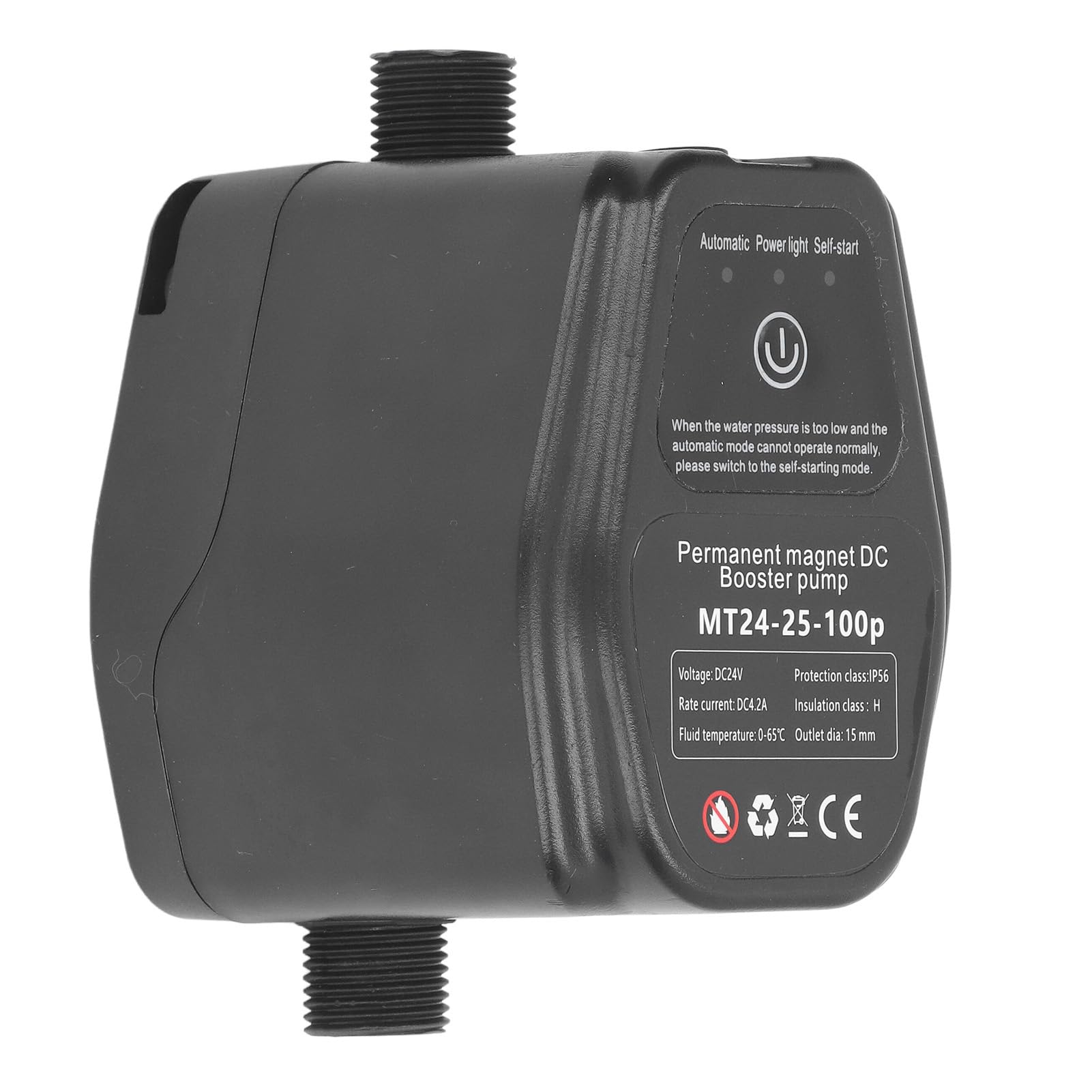 Pompa di Pressione, Pompa Acqua con Motore DC Brushless, 100W | Connettore in Acciaio Inox, per Rubinetti Doccia e Irrigazione, Avvio/arresto Automatico, Compatibile con Sistemi Solari
