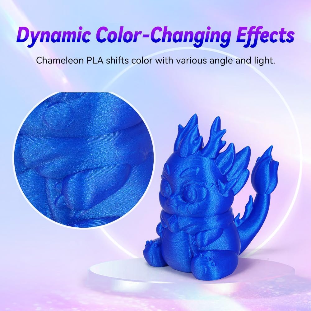 FLASHFORGE 3D Printer Filament Chameleon PLA Color Shift Filament 1.75mm, Changes Color with Light and Angles, 1KG Spool (2.2lbs), Dimensional Accuracy +/- 0.02mm for FDM 3D Printers (Skydiver) - Image 3