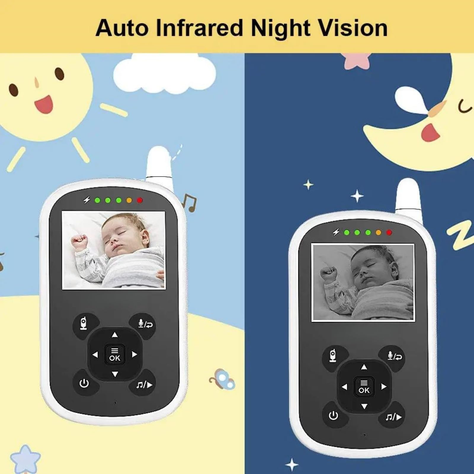 Baby Monitor con Schermo da 2,4 Pollici, Wireless 2,4G Senza WiFi, Audio bidirezionale, Visione Notturna a infrarossi, Telecamera Portatile Ricaricabile per la Cura del Neonato
