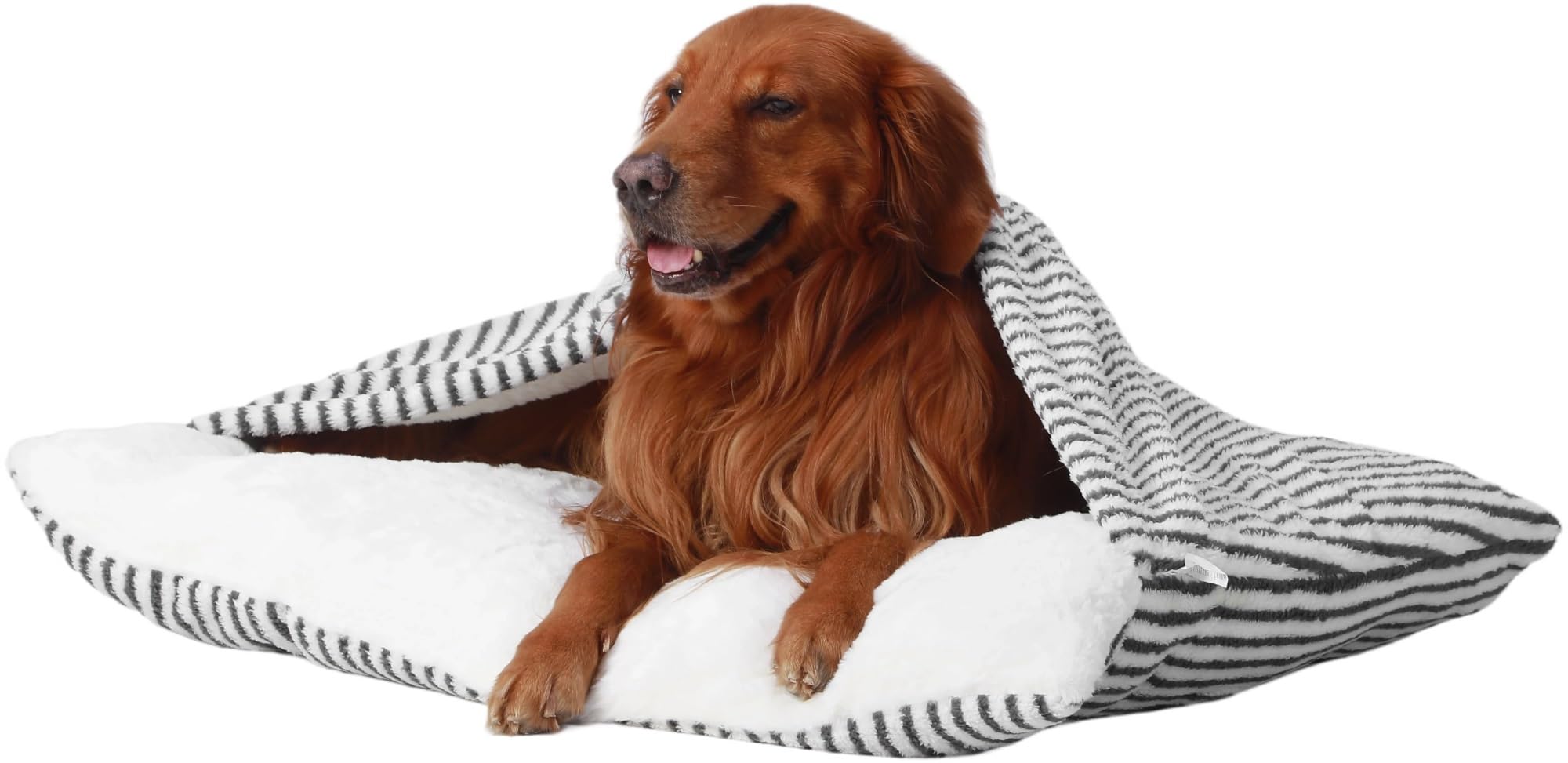 Calming Cuccia per Cani da Compagnia in Morbido Cotone Nuvola con Tetto, Lettino Cane, Letto per Cani Coperto, Sfoderabile e Lavabile Cuscino per Gatti, Cuscino per Cani e Gatti(Stripe,60x50x23cm)