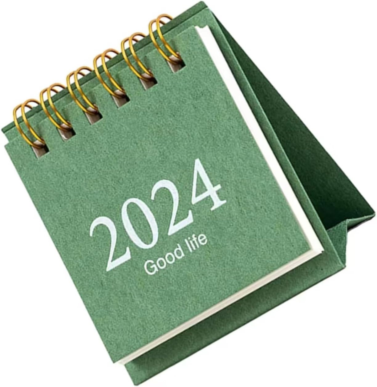 Green Mini Desk Calendar Spiral Calendar for Date Recording12 Monthly Calendar for