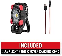 Vista 12 de Coast CL20R 1750 lúmenes recargable de doble potencia giratoria LED abrazadera magnética luz con haz de inundación gran angular, negro/rojo