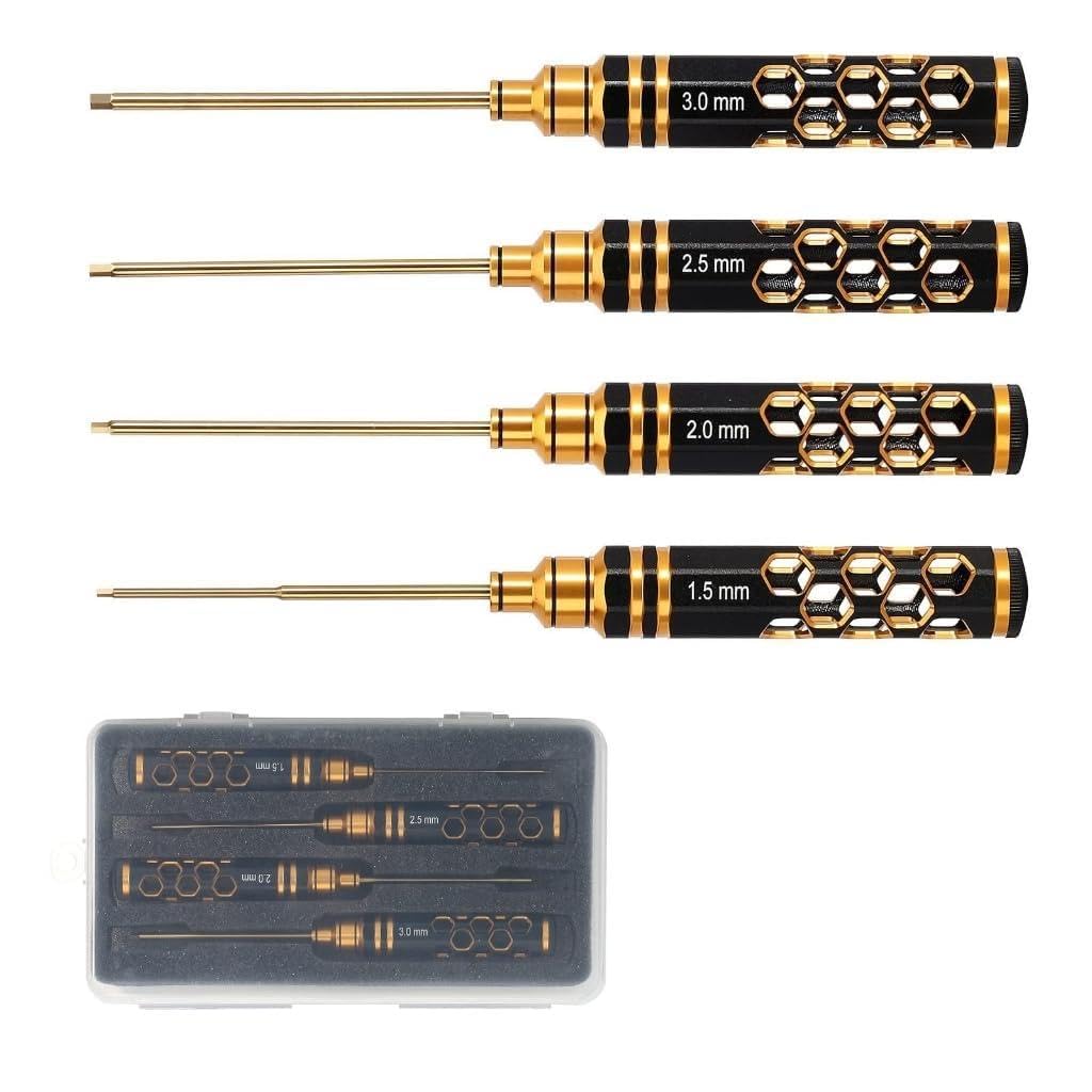 Lot de 4 tournevis hexagonaux avec poignée en nid d'abeille pour l'entretien de la voiture 1,5/2/2,5/3,0 mm