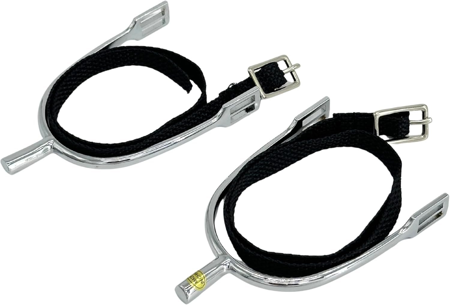 BARN & STABLE Horse Spurs with Adjustable Nylon Straps, Rust-Resistant Nickel-Plated Zinc Alloy, Humane Flat-End Design for Gentle Riding Cues, English Equestrian Training Spurs