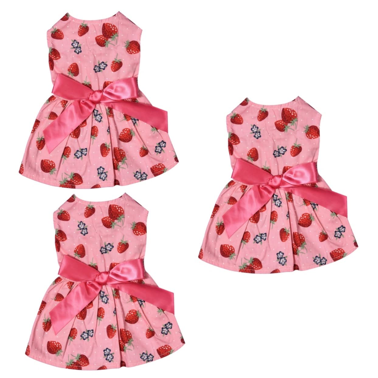 BESPORTBLE 3stücke Pet Dog Dress Mit Schleife Ärmelloses Kleid Für Hunde Charmantes Design Erdbeergröße Für Alltag Feiertage Und Fotoshootings