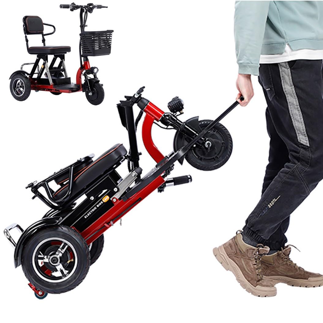 DGHKB Movilidad Scooter para Adultos,Scooter De Movilidad Eléctrico Plegable,Mobility Scooter,Andador para Ancianos,Viene con Cesta Y Cargador 20ah