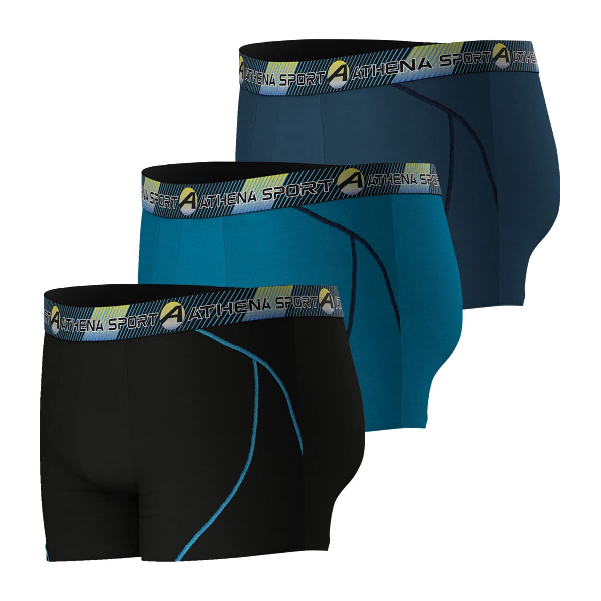 Athena - Lot de 3 Boxers Longs Homme Athena Sport Training Dry - Microfibre Ultra Extensible Respirante, Séchage Rapide - Label Oeko-TEX® Standard 100
