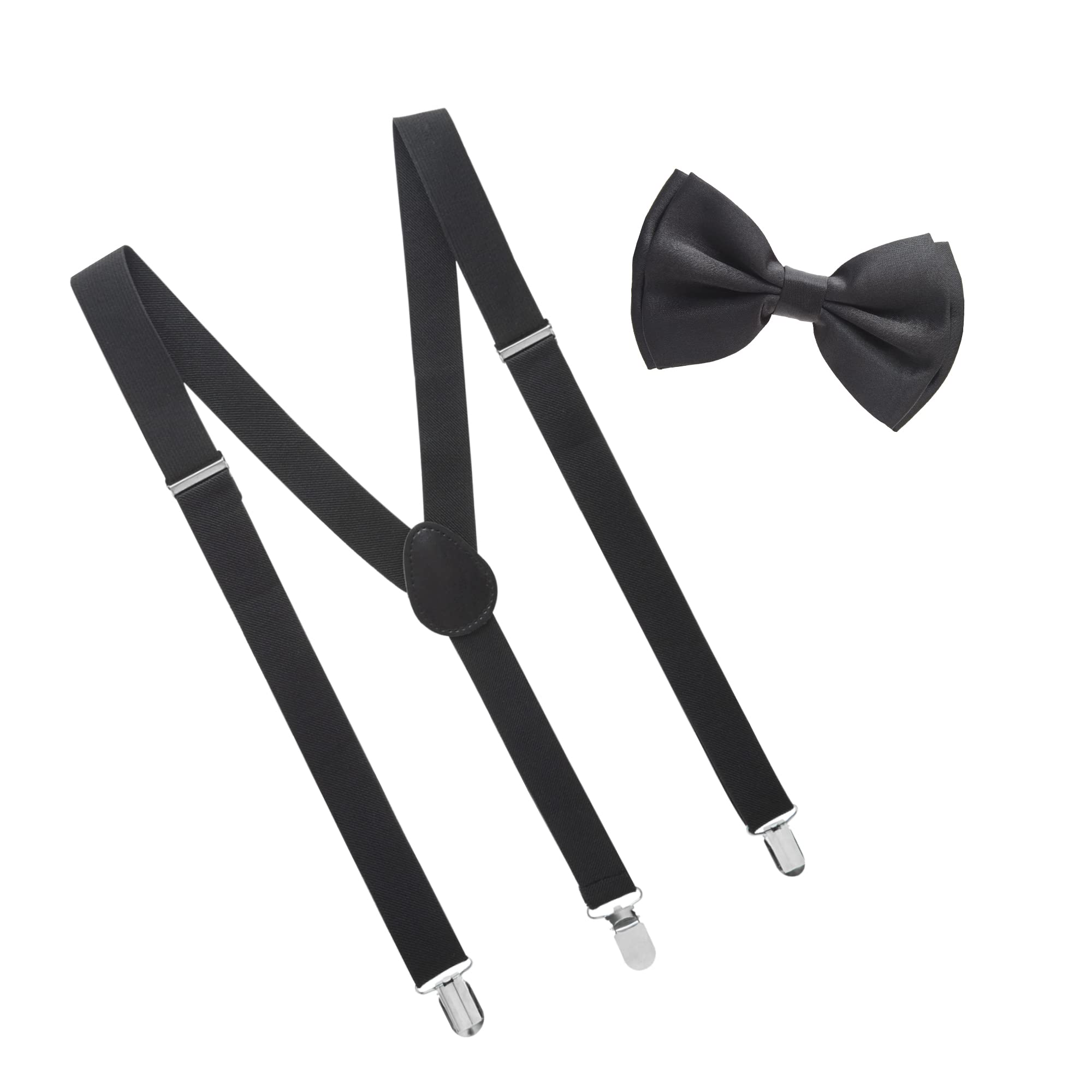 Bowtie & Suspender Sets - Solid Colors (Black)-image-38