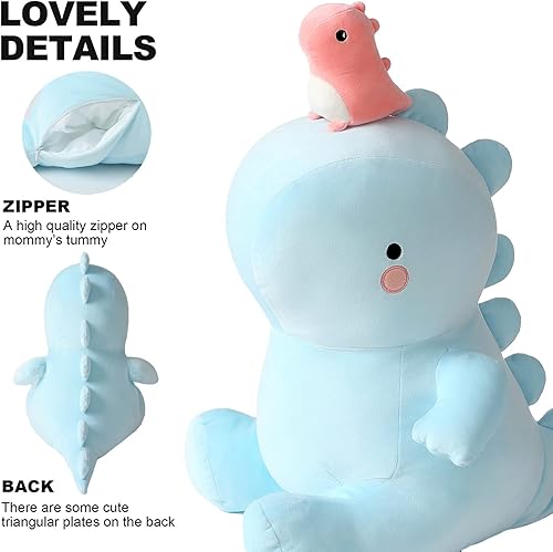 Miniatura 4 de Onsoyours Animal de peluche de dinosaurio con 3 dinosaurios en su barriga 4 piezas de lindos juguetes de almohada de dinosaurio para niños y niñas