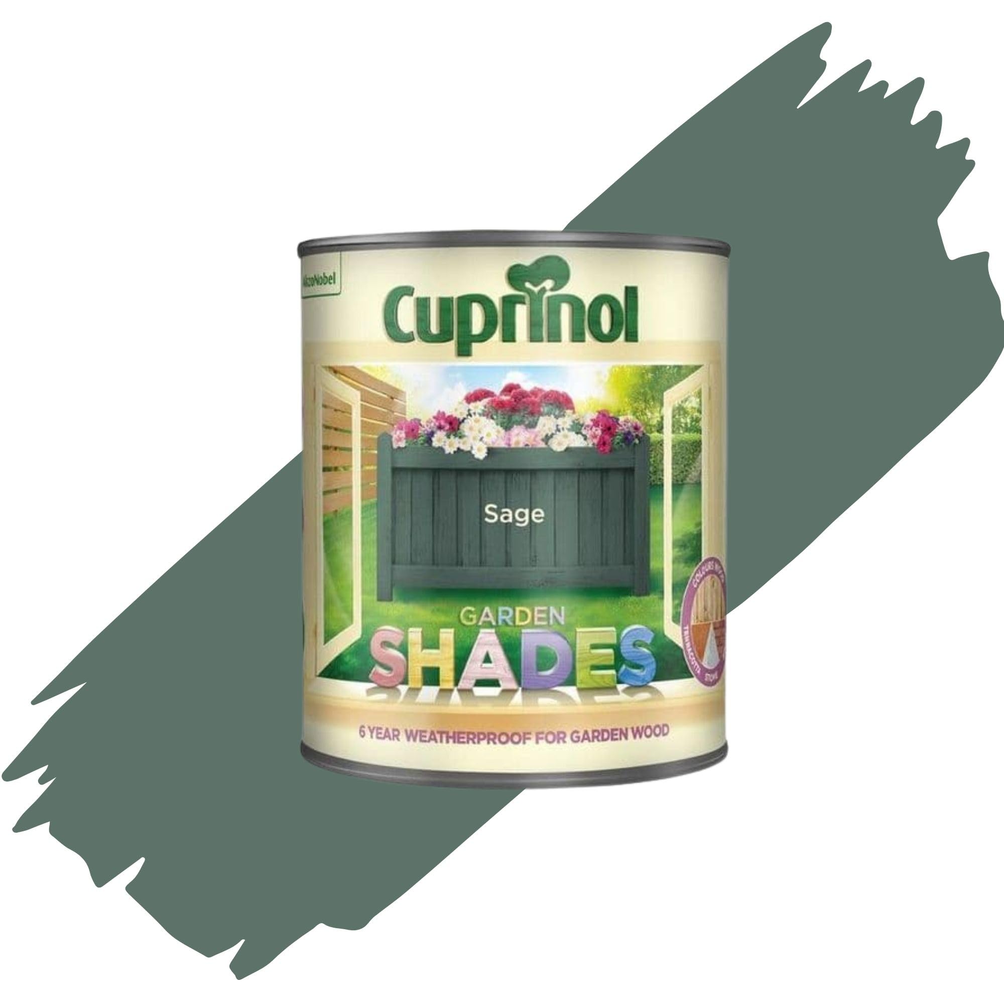 AOC24 1L Garden Shades Fence Paint, Outdoor Wood Paint For Garde Sheds, Furniture, Fences, Exterior Wood, Water Based Paints For Outdoor Surfaces, Brick, Pots (Sage, 1 Liter)