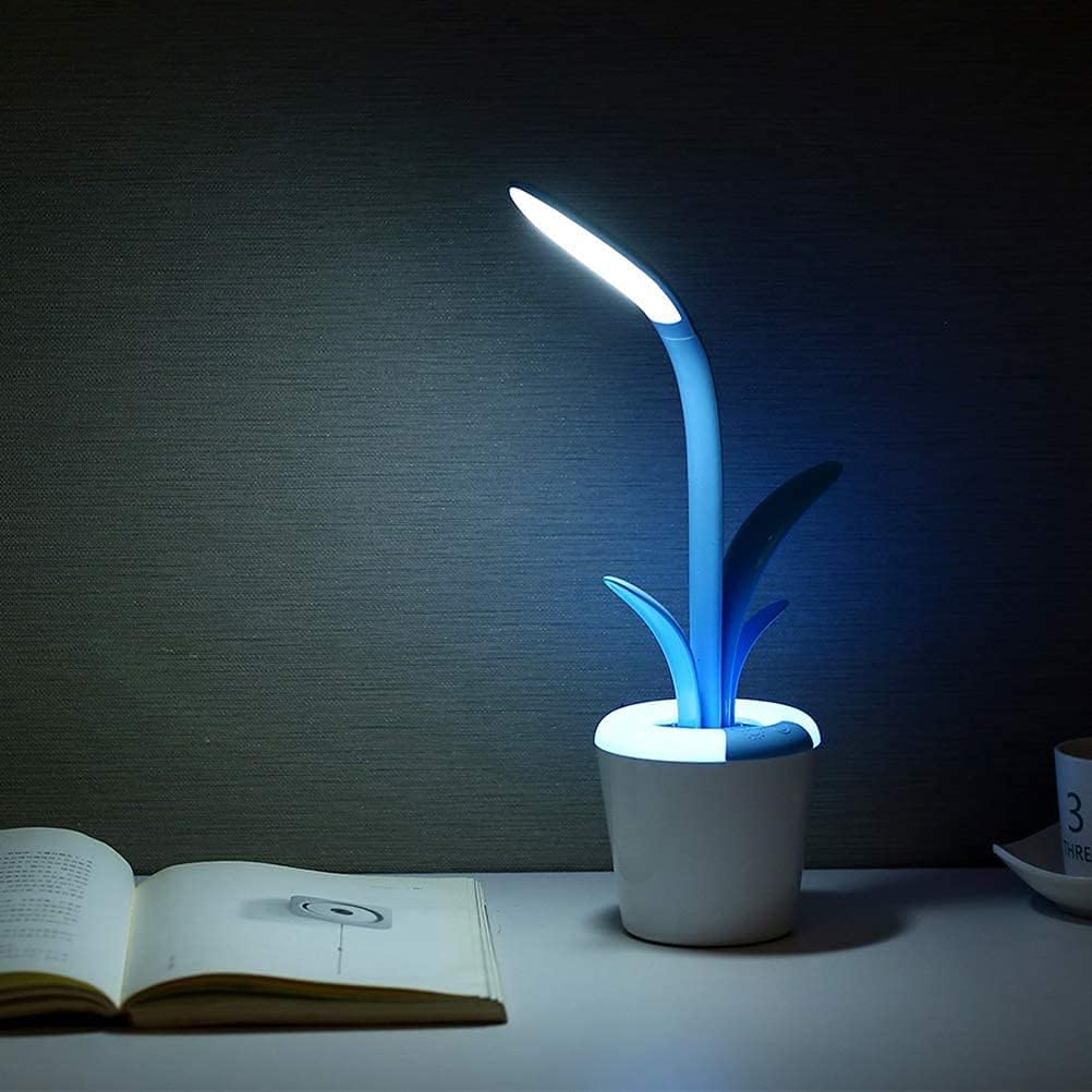 LED Desk Lamp Plant Table Lamp USB Charging Touch Lamp Colorful Discoloration Learning Eye Protection Lamp LED Table Lamp Decoration Indoor Desk Lamps Office (Multicolor)-image-24