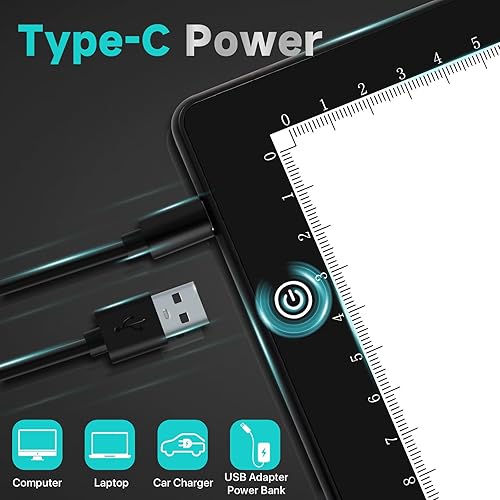 Miniatura 5 de Tavolozza - Almohadilla de luz LED A4, caja de trazado ultrafina para dibujo, pintura de diamantes, transmisión, bocetos, plantillas, tablero de