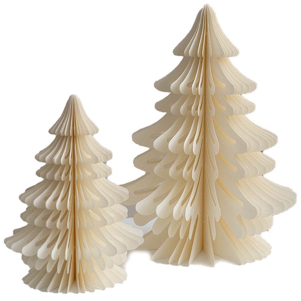 Honeycomb Paper Christmas Tree 2pcs Xmas Tree Table Ornaments Paper Christmas Decoration for Home New Year Party Decor