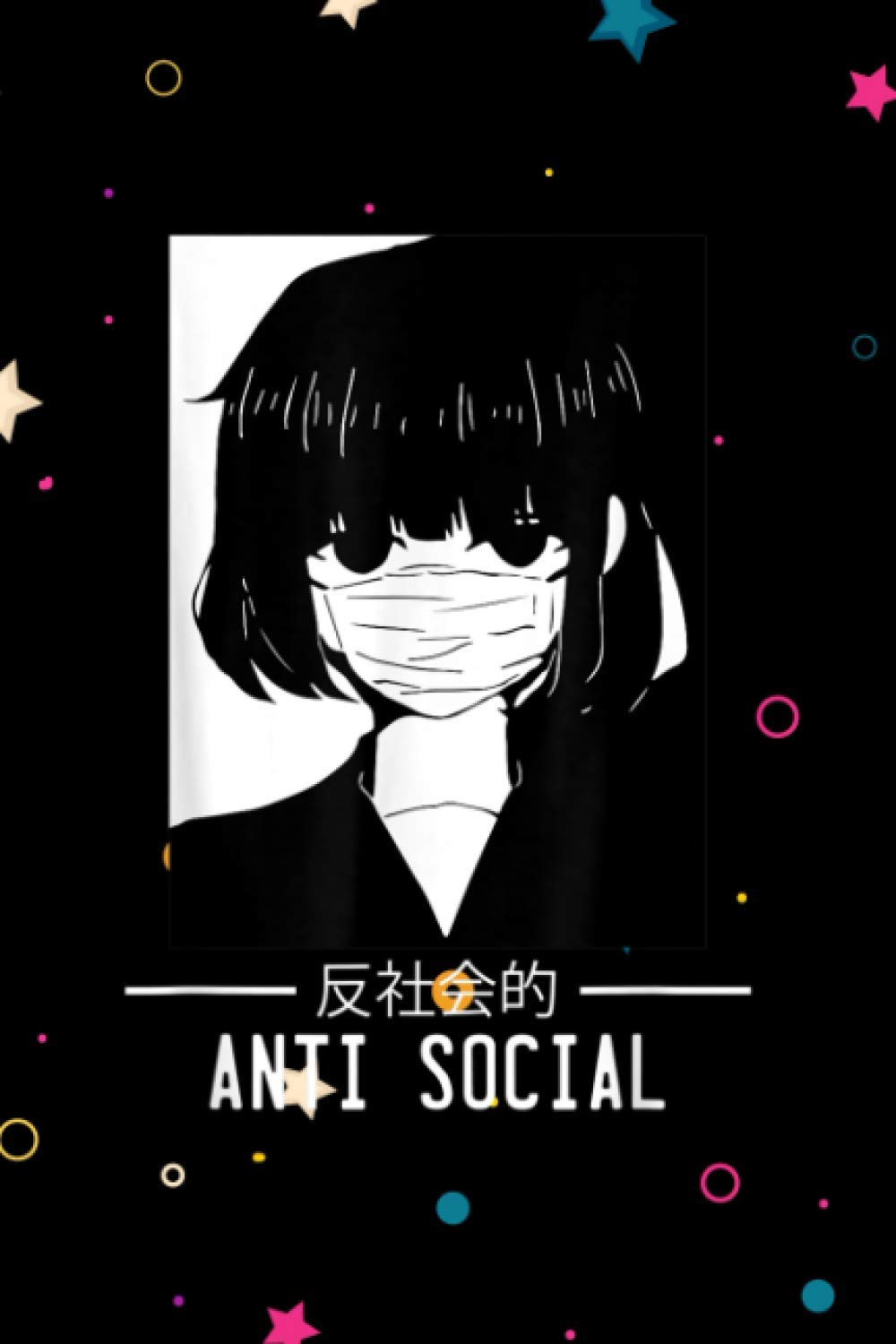 Hexagonal Graph Paper - Anti Social Japanese Text Aesthetic Vaporwave Anime