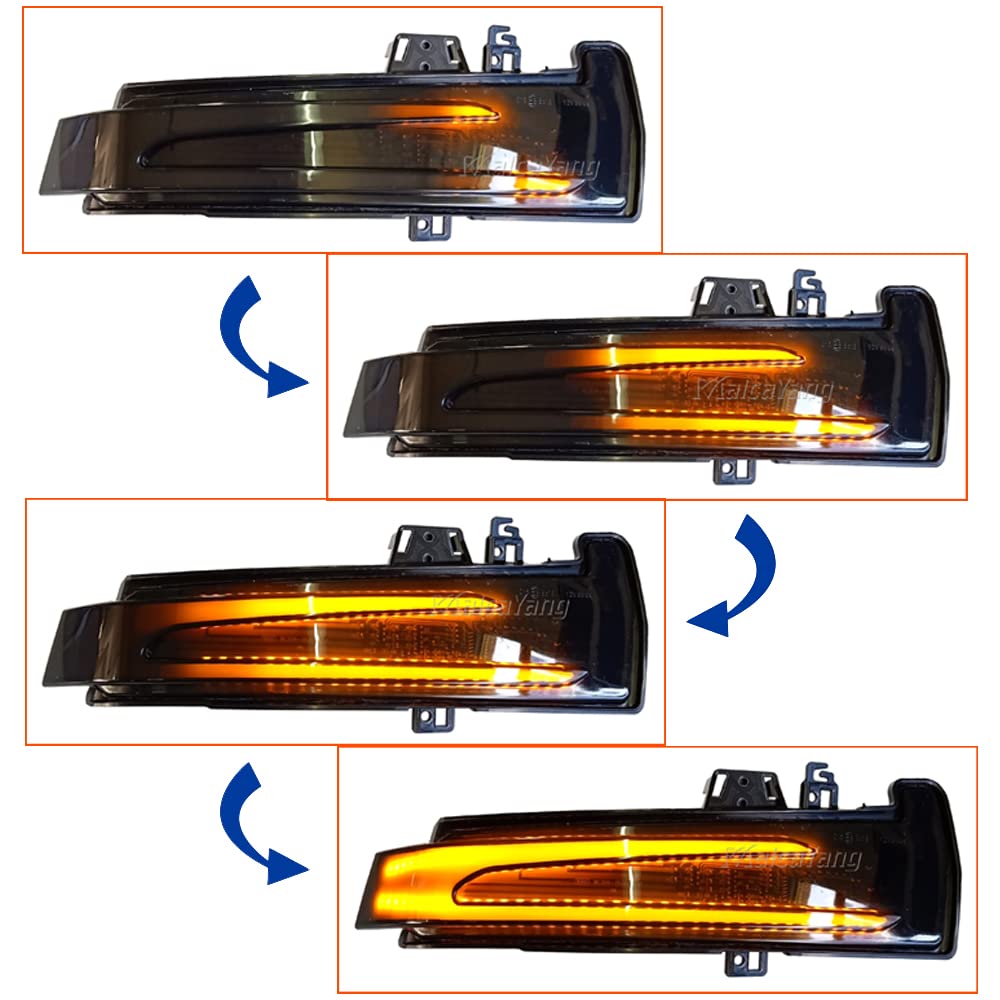 Car Passion Indicatore di direzione Freccia Specchietto laterale LED Compatibile con Mercedes Classe A B C E S CLA GLA GLK CLS Luce Dinamico Progressivo Fumè Nero Side Marker Dynamic