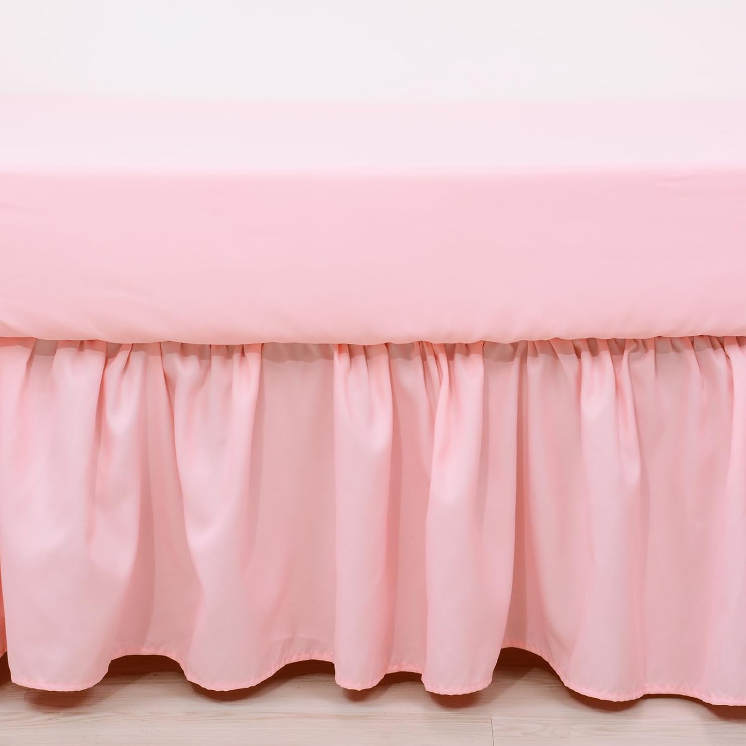 Cloele 3 Pieces Crib Bedding Set for Girls- Solid Ruffle Quilted Includes Comforter Fitted Sheet Crib Skirt,Cute Ruffled Nursery Baby Crib Standard Size Baby Bedding Set Pink