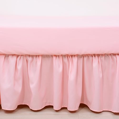 Miniatura 7 de Cloele Juego de ropa de cama de cuna de 3 piezas para niñas, acolchado con volantes sólidos, incluye edredón, sábana bajera y falda de cuna, lindo