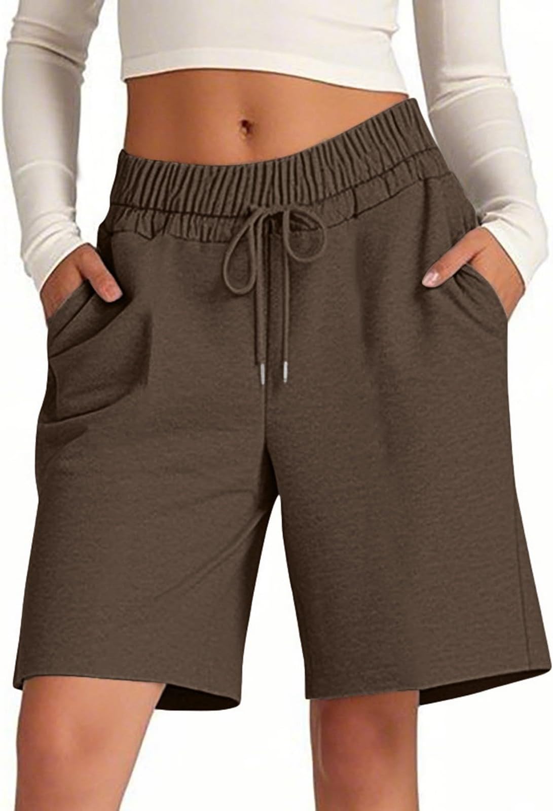 Plus Size Shorts Women Women's Shorts Casual Casual Stretch Waist Summer Comfortable Basic Solid Color Elastic High Waist Design Plus Size Capris Option