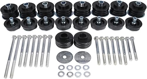Kit de bujes de montaje de cuerpo negro KF04060BK - Soportes de cabina de poliuretano con kit de herramientas de repuesto para Ford Super Duty F250