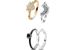 Une Douce Rings: Celestial Sun and Moon Ring Set
