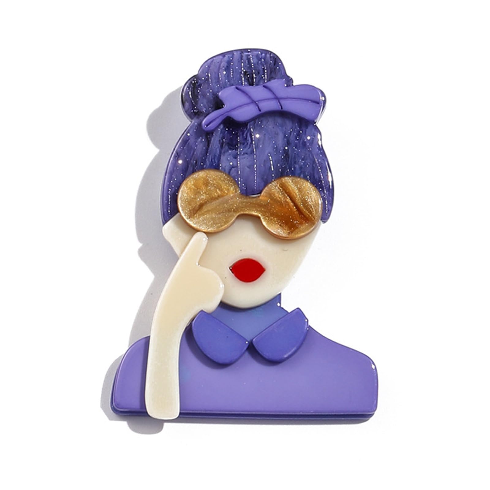 Elegante broche acrílico de dibujos animados – Pin en forma de gafas de sol para mujer – Accesorios ligeros de lujo de gama alta