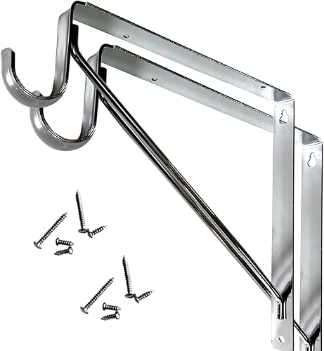 Miniatura 19 de Bridas de soporte para barra de armario con fijación de rosca Enchufes de extremo de poste de ropa resistentes para armarios Cromo pulido 1 par