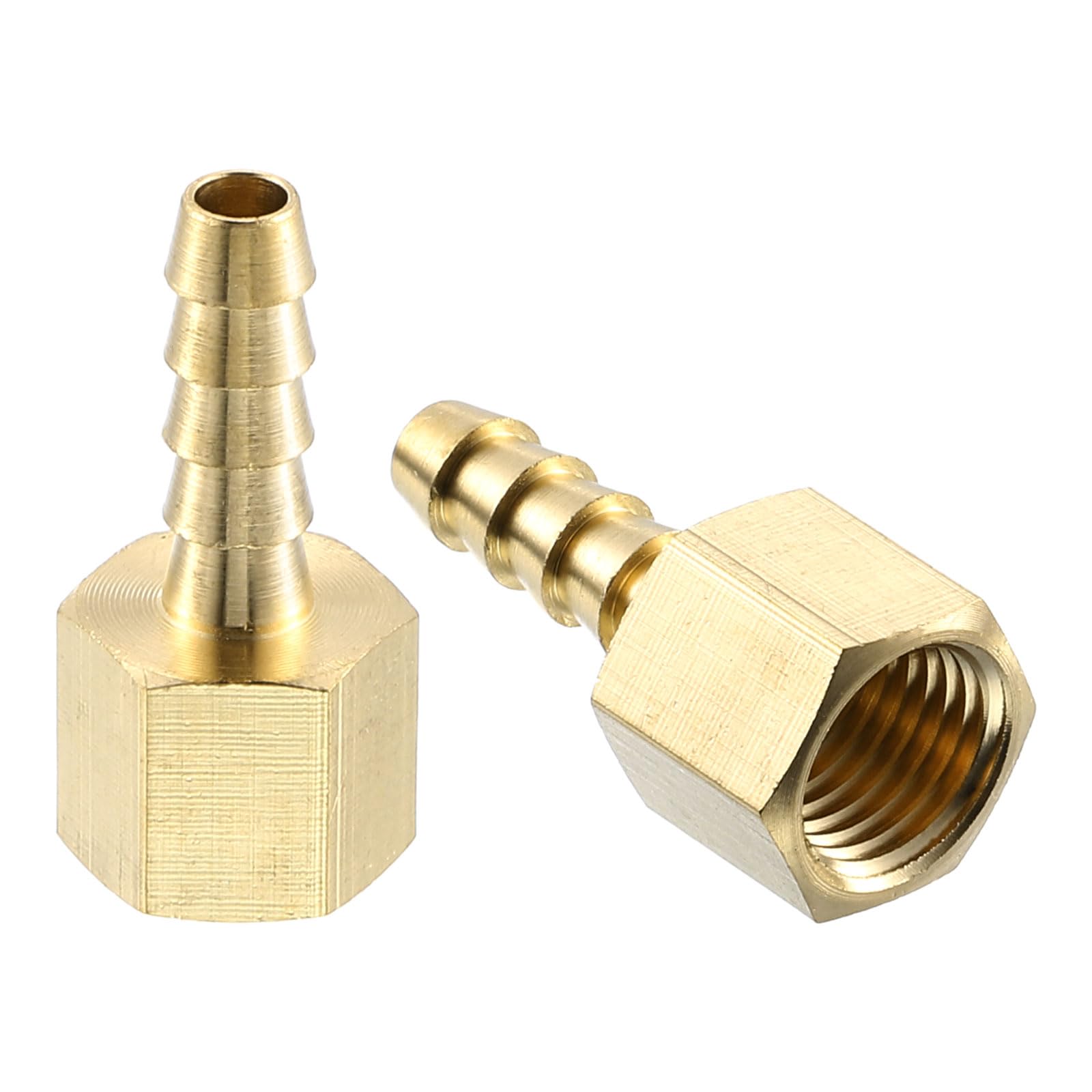 uxcell 10 Pcs Brass Hose Barb Fitting, 1/4" Barb x 1/4" NPT Female Brass Barb Pipe Fitting Adapter for Connect Pipes Mechanical Devices Plumbing