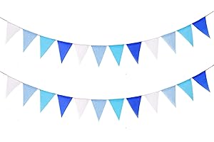 24pcs Light Blue Triangle Blue Pennant Banner Garland Streamers