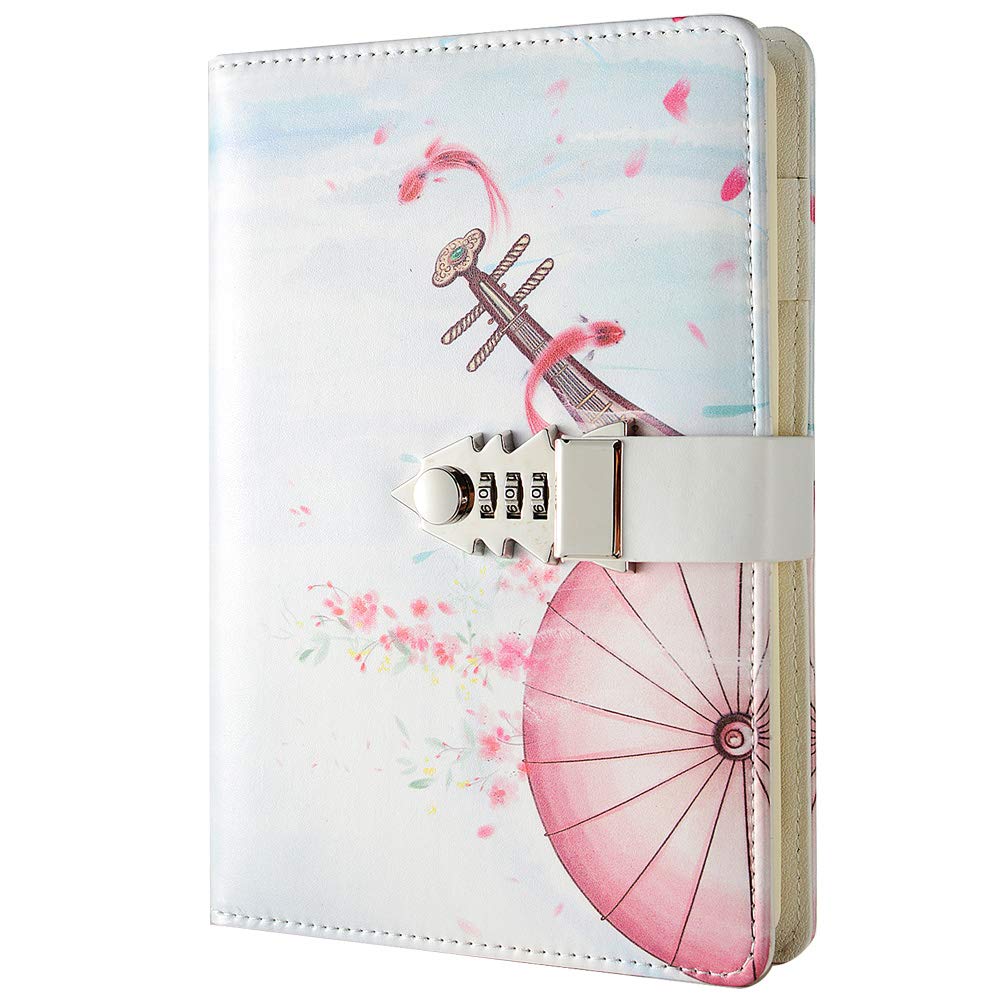 JunShop Diario creativo con bloqueo de contraseña, diario de bloqueo digital, bloc de notas, diario combinado con cerradura A5 (estilo 8)