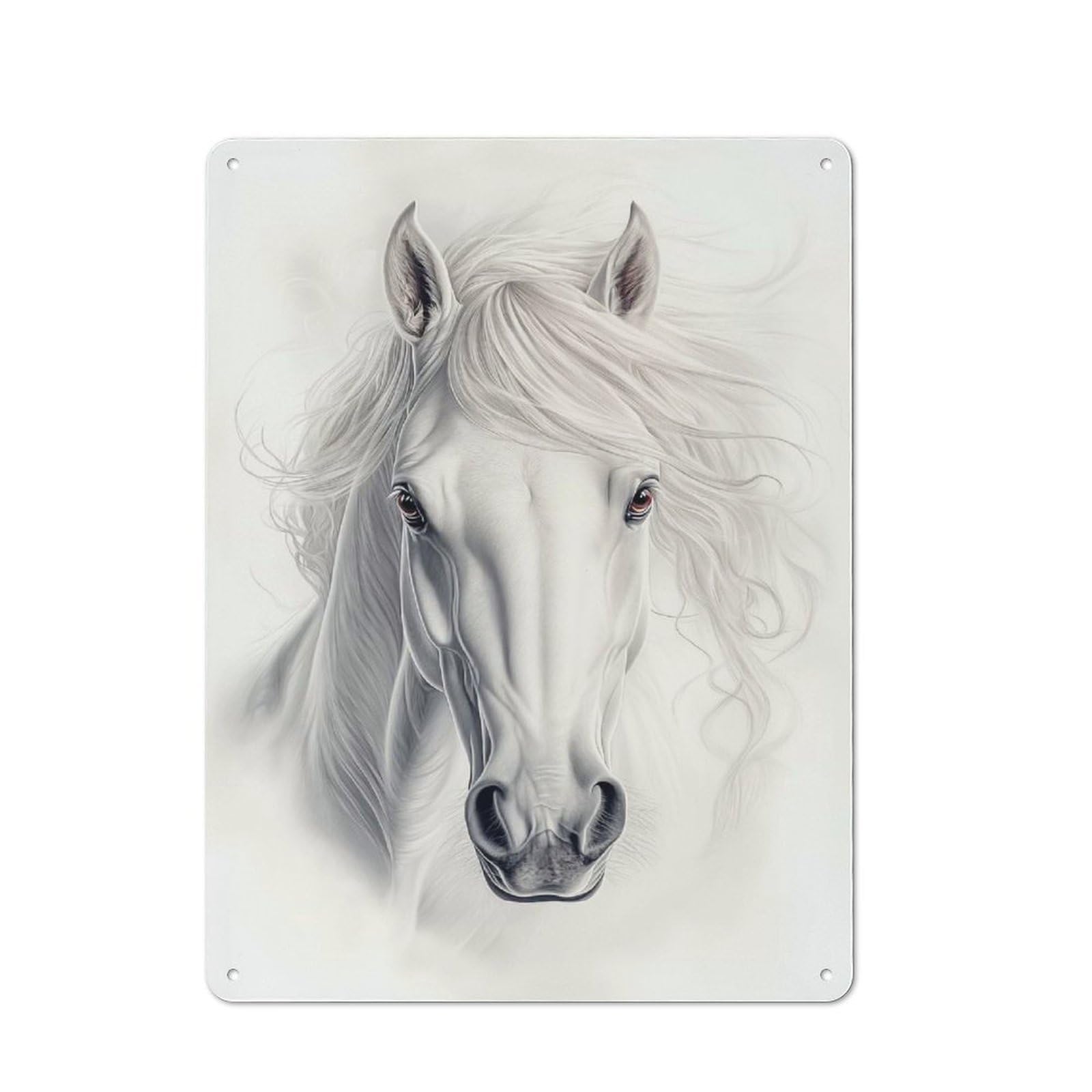 Junmoney Style-3 Vintage Tin Sign 40X30cm Featuring White Horse Portrait For Bar Or Restaurant, A Decorative Christmas Gift For Bar Decor Enthusiasts