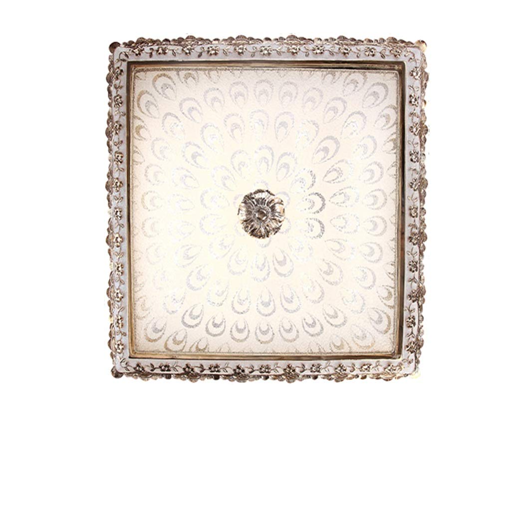 HynJGih Ceiling Light Simple and Warm Led Master Bedroom Lamp Jane European Square Lamp Book Room Bedroom Lighting, Stepless Dimming(A,50cm)