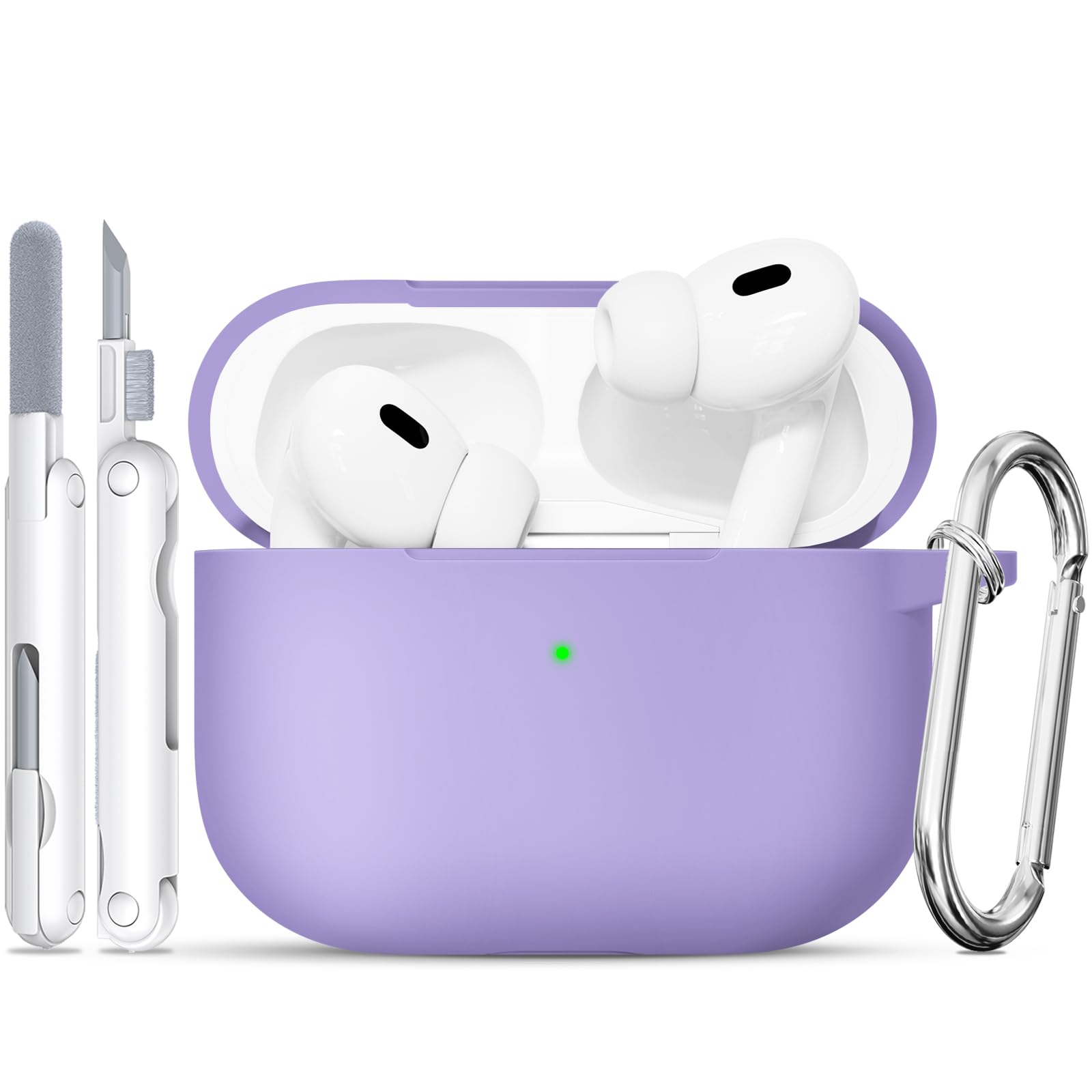 for AirPods Pro Case, Soft Silicone Case Cover Compatible with Airpods Pro 2nd/1st Generation for Women Girly, with Cleaning Kit & Keychain,