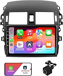 2 + 32 G Android 13 Double Din Estéreo automotivo para Toyota Corolla 2009-2013 com rádio sensível ao toque de 9 polegadas embutido sem fio Carplay/Android Auto/GPS/Bluetooth/FM/AUX-in/controles de