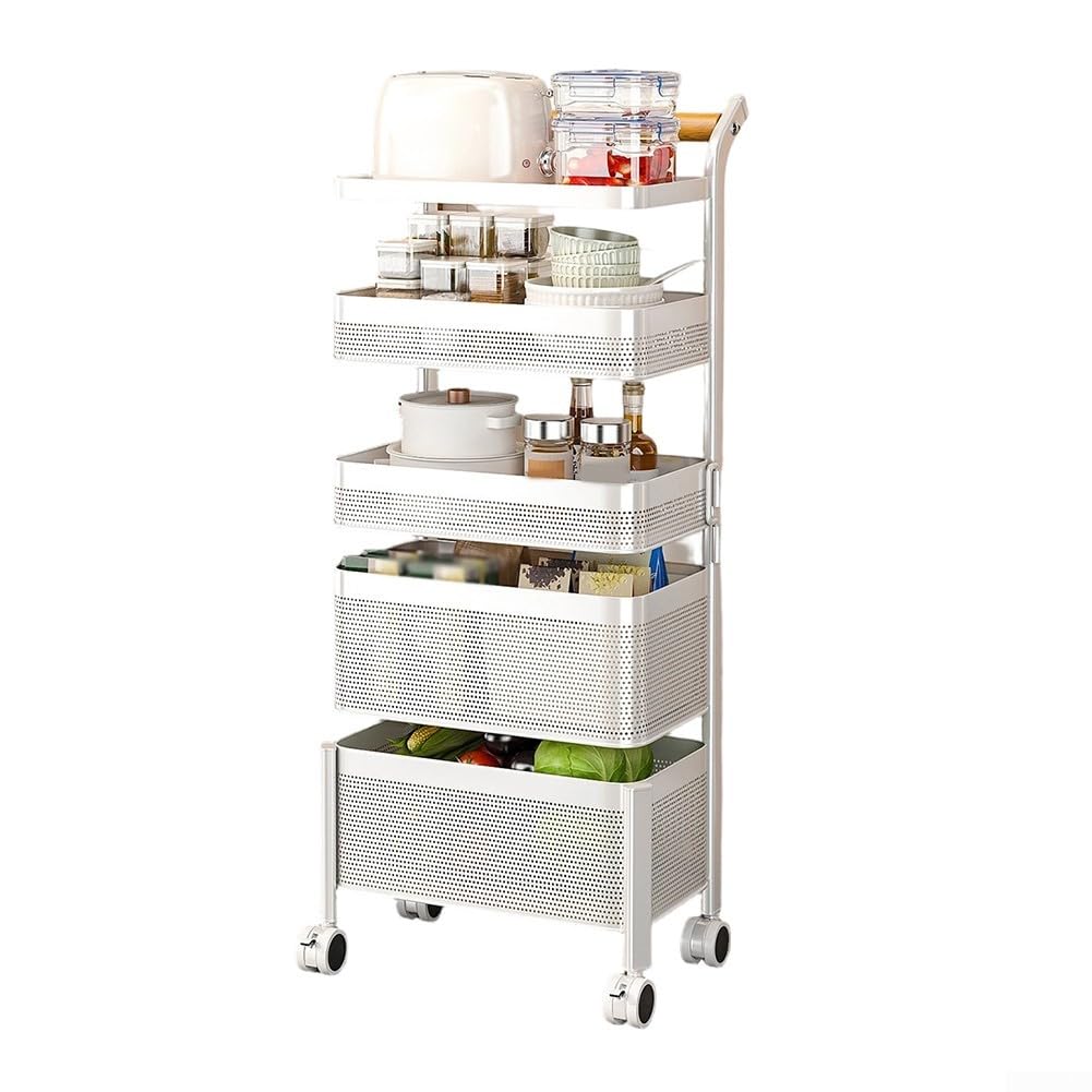 Carrello portaoggetti con fil di ferro metallico, con serratura