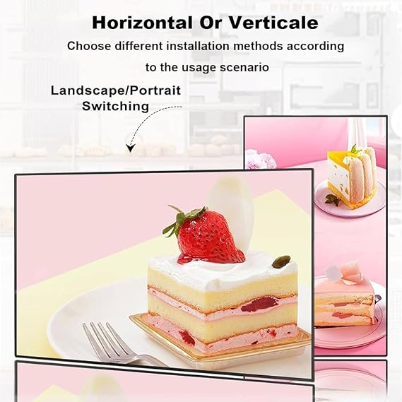 Advertising Machine,32/43/49in Advertising Display Screen,178° Viewing Angle,Smart Split-Screen Function,Remote Control,Loop Playback,Non-Touch,For Restaruant/Shopping Mall 32in