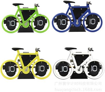 Flip Clock Bicycle Shaped Retro Flip Down Clock 12 Hour AM/PM Show Big Number Clock for Home Office Decor Green