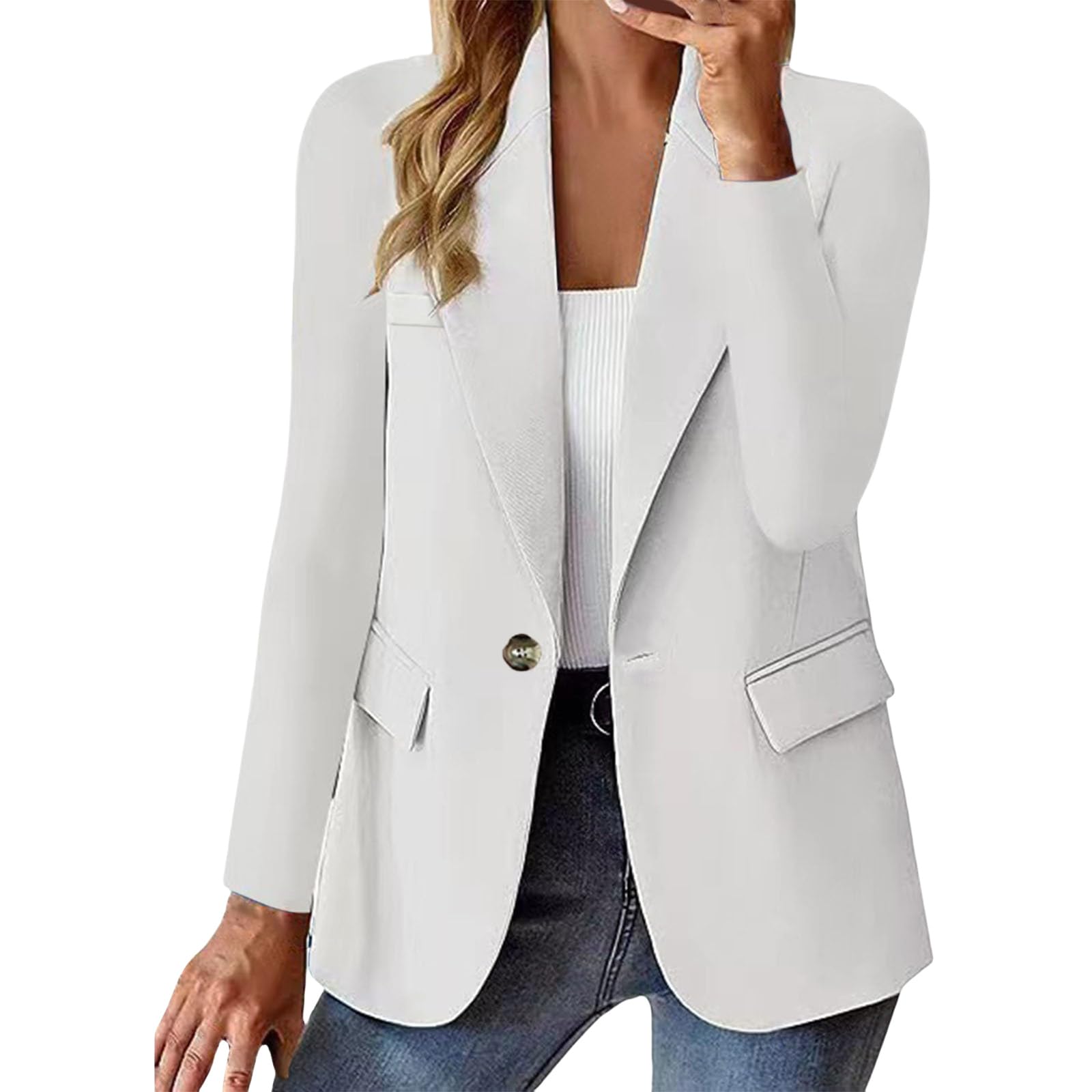 yaoeyeBlazers for Women Casual Oversized Open Front Long Sleeve Jackets Work Office Business Suit Blazer 2025