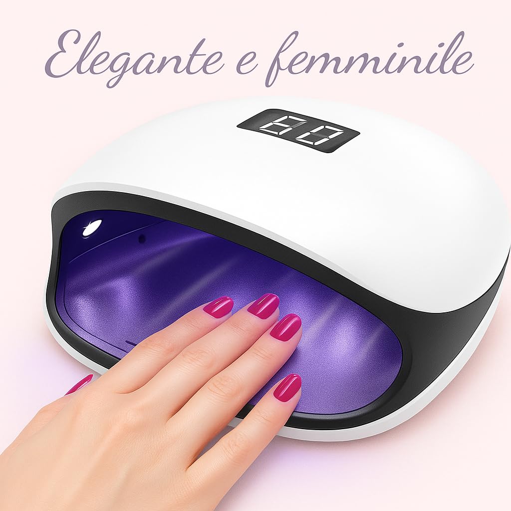 Lampada UV LED per Unghie 48W con Sensore Infrarossi e Display LCD, 4 Timer (10s/30s/60s/99s), 36 LED | Asciuga Smalto Gel, Semipermanente, Manicure e Pedicure Professionale