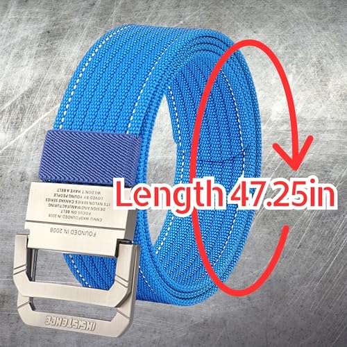 Double D-Ring Metal Buckle Colorful Nylon Webbing Belt Key Ring Strap, Casual Durable Tactical Golf Web Belt for Work Travel2