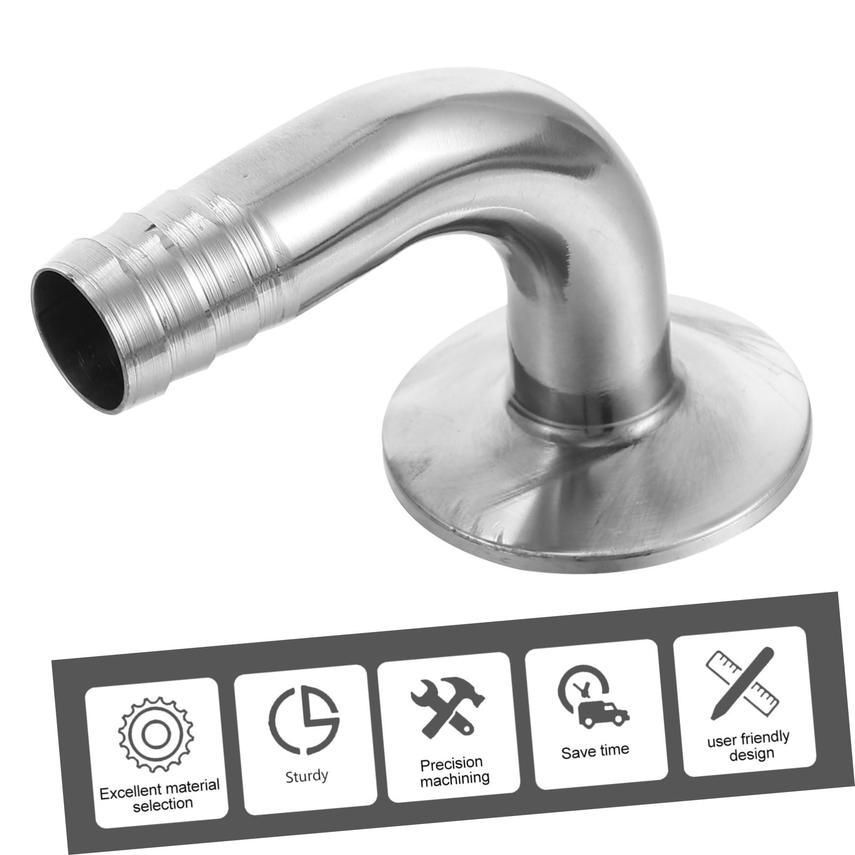 MUCKLILY Leather Hose Connector City Water Flange Sanitary Hose Joint Sanitary Ferrule Elbow Air Hose Fittings Tri Clamp Elbow Rv Water Intake Fitting Sanitary Pipe Stainless Steel Silver