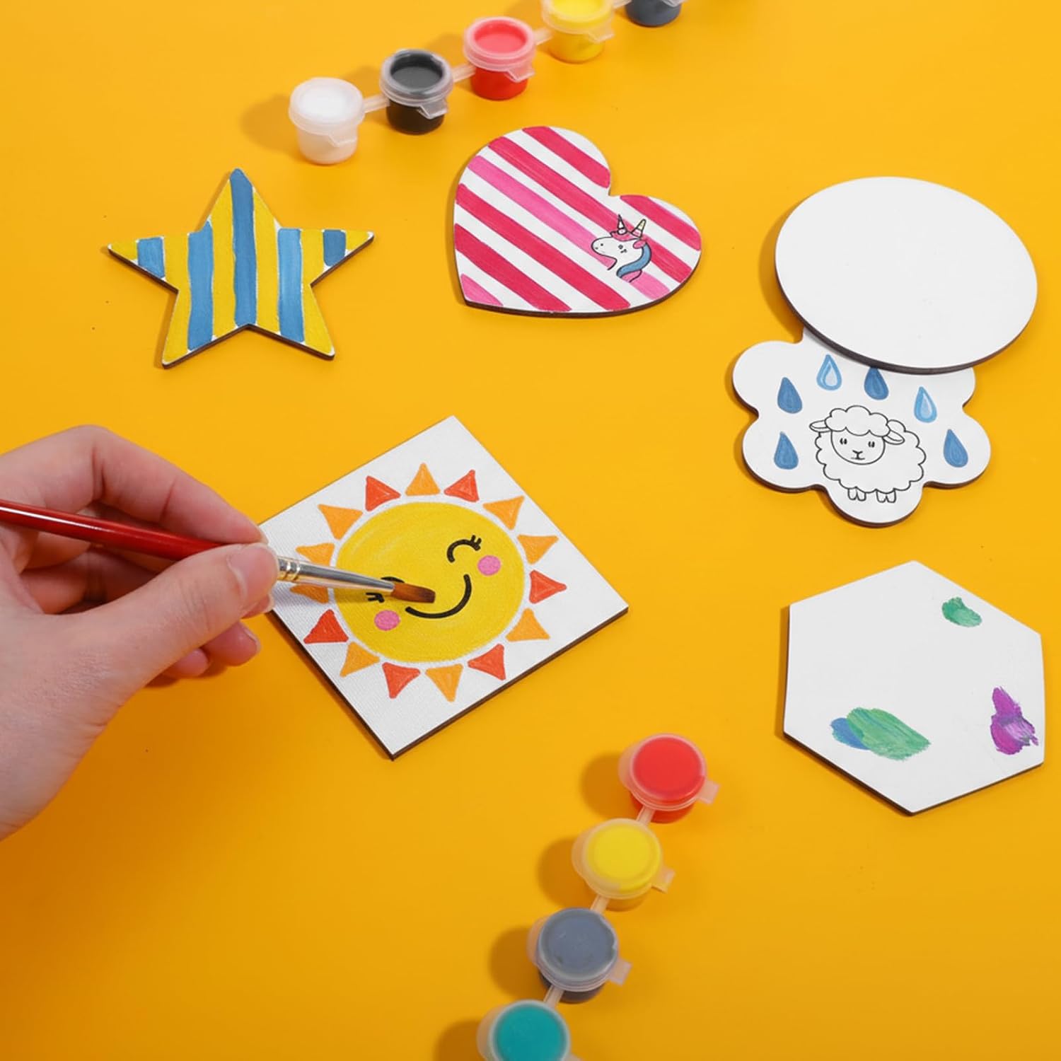 48 Pcs Magnetic Canvas Panel Mini Canvas Boards for Painting Blank Locker, 3 Inch Small Bulk Canvases with Magnet Backing for DIY Art, Crafts, Fridge & Office Decor (6 Styles)